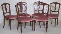 Lot 776 - Set of six Victorian walnut dining chairs