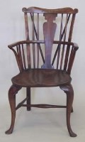 Lot 802 - George III fruitwood and elm Windsor elbow chair