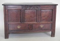 Lot 806 - Oak mule chest, 18th century with alterations