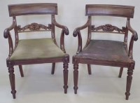 Lot 817 - Pair of early Victorian mahogany carver chairs