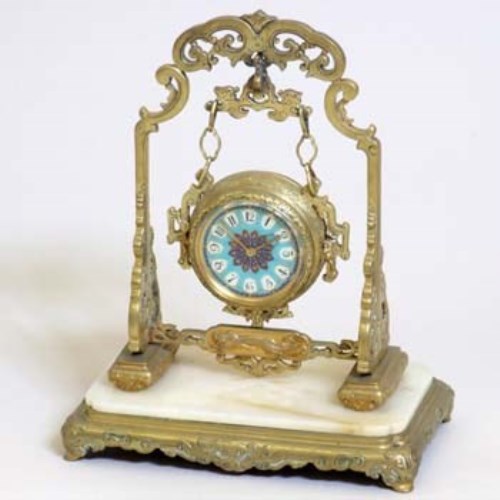 Lot 8 - Brass Chinoiserie swing clock.