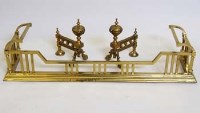 Lot 28 - Edwardian brass fire kerb of square section rails