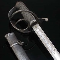 Lot 59 - Artillery officers sword with matched scabbard.
