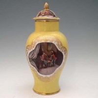 Lot 116 - Dresden lidded vase,   painted with figures in