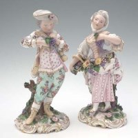Lot 117 - Pair of continental figures   modelled as a girl