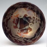 Lot 151 - Johnathon Chiswell-Jones lustre hares bowl.