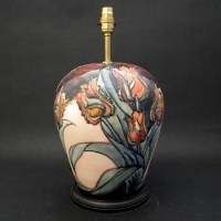 Lot 199 - Moorcroft tulip pattern lamp base by Sally Tuffin