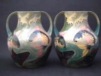 Lot 200 - Pair of Moorcroft carp vases.