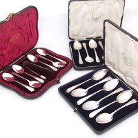 Lot 238 - Three cased sets of silver teaspoons