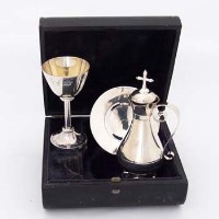 Lot 240 - Victorian silver communion set, cased