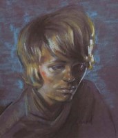 Lot 515 - Stephen Ward, Portrait of Mandy Rice-Davies, pastel.