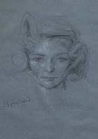 Lot 517 - Stephen Ward, Female portrait, crayon.