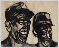 Lot 548 - Roger Hampson, Laughing Miners, monoprint.