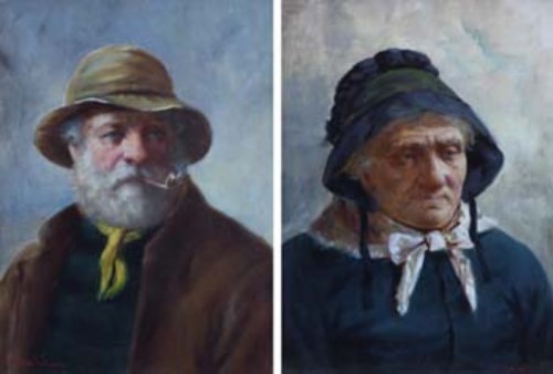 Lot 564 - D.W. Haddon, Portraits of a fisherman and