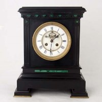 Lot 19 - French black marble mantel clock.