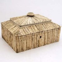 Lot 55 - Anglo Indian sewing box, veneered in stag horn