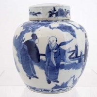 Lot 187 - Blue and white ginger jar and lid.
