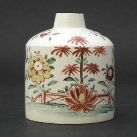 Lot 233 - Creamware polychrome tea canister circa 1770