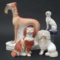 Lot 248 - Staffordshire Greyhound, Dalmation, King Charles Spaniel and a Poodle.