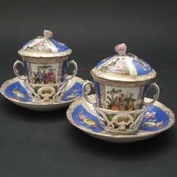Lot 256 - Pair of Dresden chocolate cups.