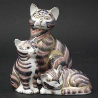 Lot 294 - Three Royal Crown Derby cat paperweights.