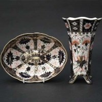 Lot 296 - Royal Crown Derby oval dish and vase.