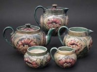 Lot 316 - Moorcroft five piece tea set.