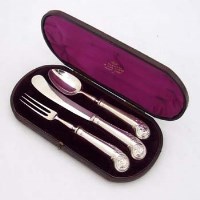 Lot 402 - Victorian silver three-piece christening set