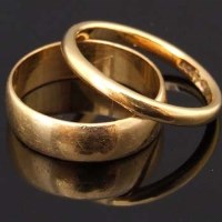 Lot 411 - Two 22ct gold plain band rings.