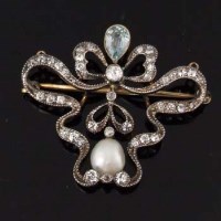 Lot 429 - Diamond and aquamarine pendant.