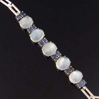 Lot 441 - White metal bracelet set with moonstones and