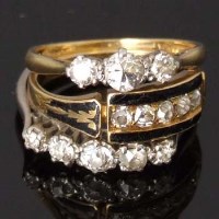 Lot 453 - Victorian 18ct gold memoriam ring of five old