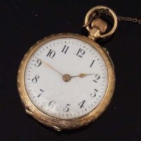 Lot 516 - 18ct gold cased fob watch.