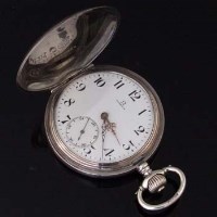Lot 517 - Omega silver Hunter pocket watch.