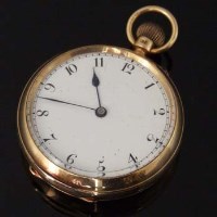 Lot 518 - 18ct gold open faced fob watch
