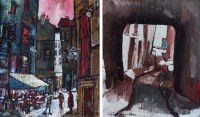 Lot 537 - William Turner, Rue St. Augustine and Paysage in Lyon, oil (2).