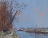 Lot 579 - James Longueville, Spring Sunshine - The Canal, oil and another (2).