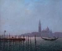 Lot 587 - John Miller, San Giorgio, Venice, oil.
