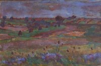 Lot 613 - J. Bieber, Rural landscape, gouache.