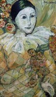 Lot 614 - J.L. Isherwood, Pierrot, oil.