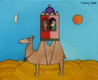 Lot 643 - Andrzej Kuhn, Crossing the Dessert, oil.