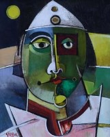 Lot 646 - Geoffrey Key, Beyond Pierrot II, oil.
