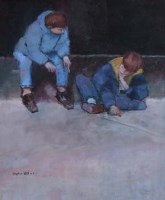 Lot 659 - Stephen Wild, Plotting Mischief, oil.