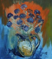 Lot 671 - J.L. Isherwood, Cornflowers, oil.