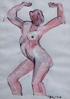 Lot 678 - Geoffrey Key, Dancing Nude, mixed media