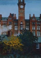 Lot 695 - Roger Eastwood, The Refuge Building, watercolour