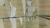 Lot 707 - Philip Hughes, Flint in the Cliff, Bitling Gap, mixed media and another (2).