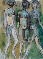 Lot 708 - English School, 20th century, Standing figures and three others (4).