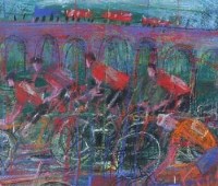 Lot 721 - Mark Whyatt, The Red Peleton, mixed media.