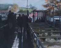 Lot 723 - David Merrills, Livestock Market, watercolour and pastel.